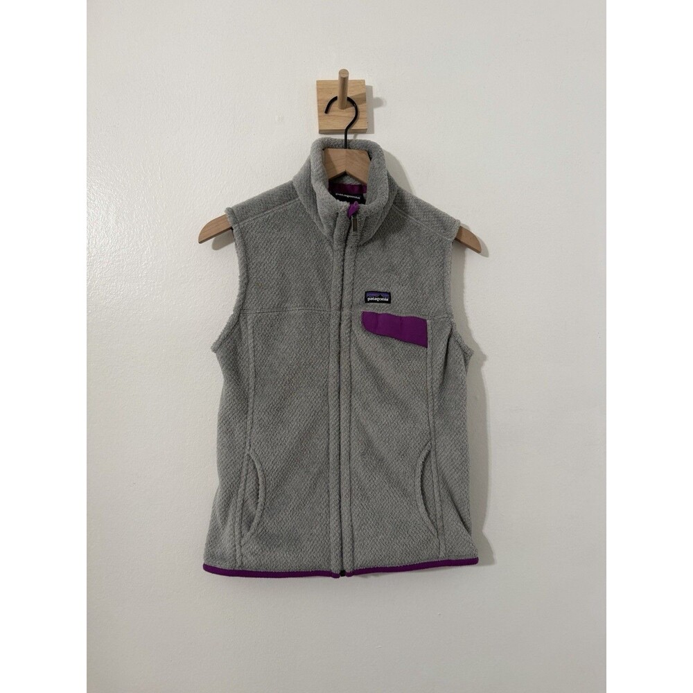 Patagonia Women's Medium Re-Tool Fleece Gray Purple Full Zip Polartec Vest